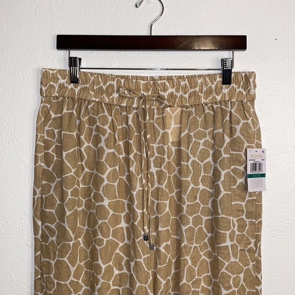 MICHAEL MK Giraffe Print High-Slit Pants (khaki and cream) - Picture 3 of 7